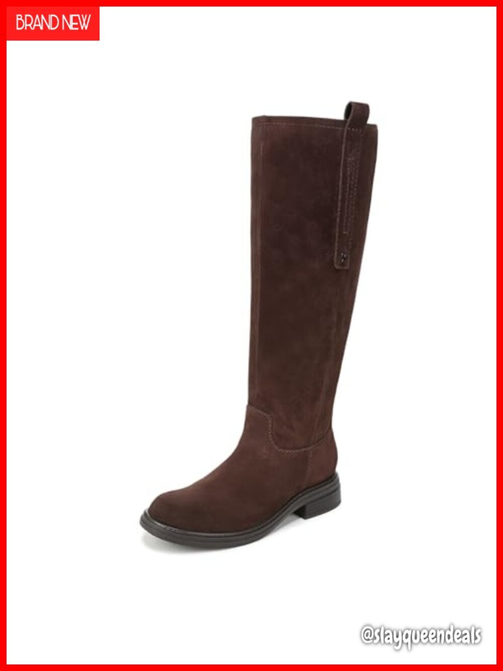 Narrow Calf Knee High Suede Boots Western Stitching Block Heel